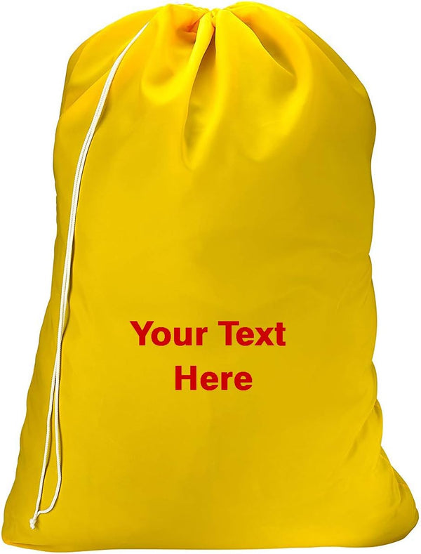 Personalized Nylon Laundry Bag – Durable, Lightweight, and Perfect for Travel, College, or Gym Use (Yellow)