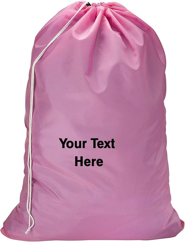 Personalized Nylon Laundry Bag – Durable, Lightweight, and Perfect for Travel, College, or Gym Use (Pink)
