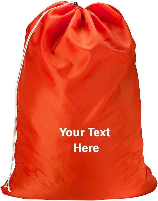 Personalized Nylon Laundry Bag – Durable, Lightweight, and Perfect for Travel, College, or Gym Use (Orange)