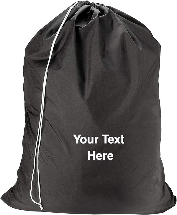 Personalized Nylon Laundry Bag – Durable, Lightweight, and Perfect for Travel, College, or Gym Use (Black)