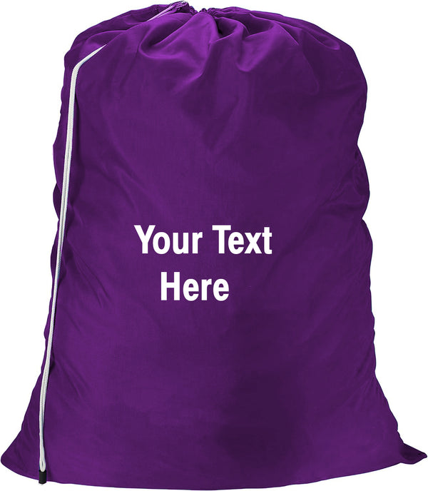 Personalized Nylon Laundry Bag – Durable, Lightweight, and Perfect for Travel, College, or Gym Use (Purple)